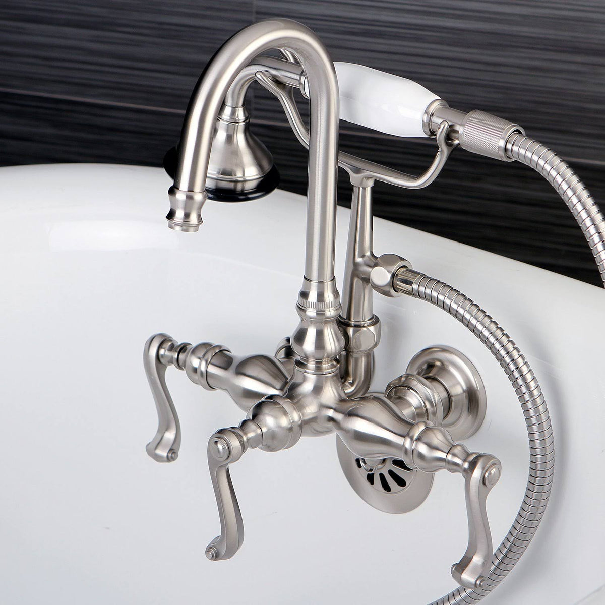 Satin Nickel Wall Mount Clawfoot Tub Faucet S976