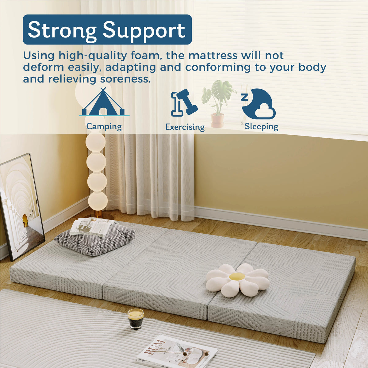4 inch Tri Folding Memory Foam Mattress G1113