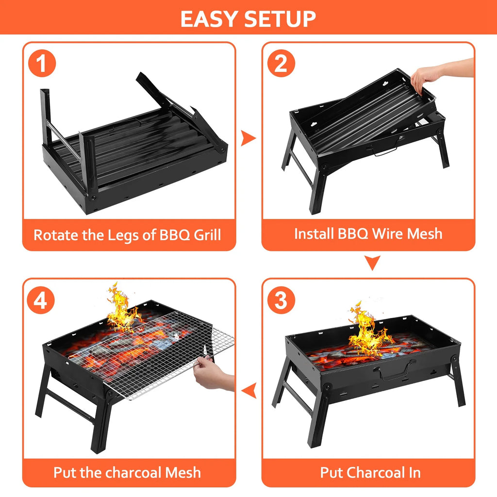 Foldable Metal Charcoal BBQ Grill X3406