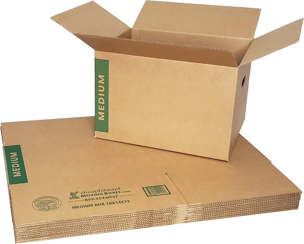 Medium Moving Boxes with Handles Pack of 10 – 18"x14"x12" T469986