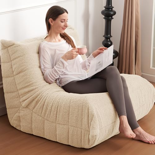 Black Plush Bean Bag Chair with Memory Foam J418