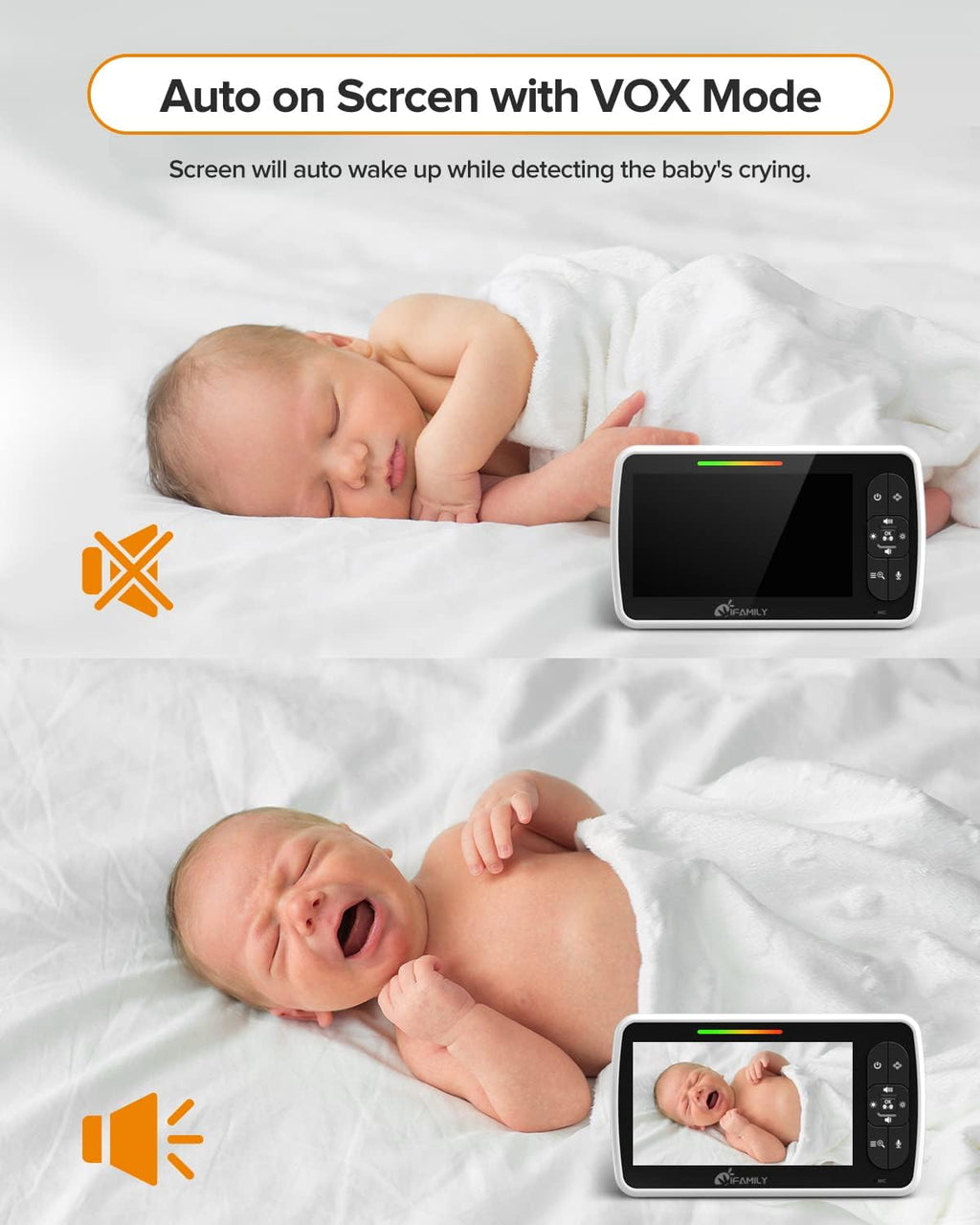 5” Video Baby Monitor with Camera and Audio Y726