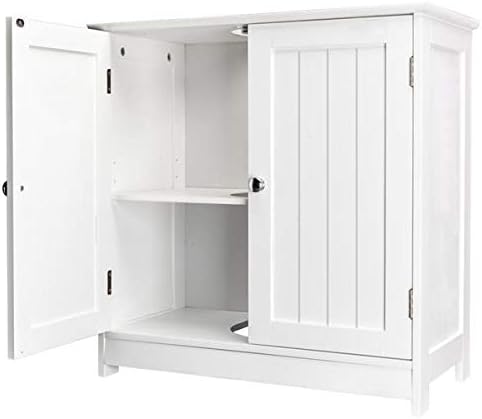 Bathroom Floor Storage Cabinet with Shelf and Double Doors Z626