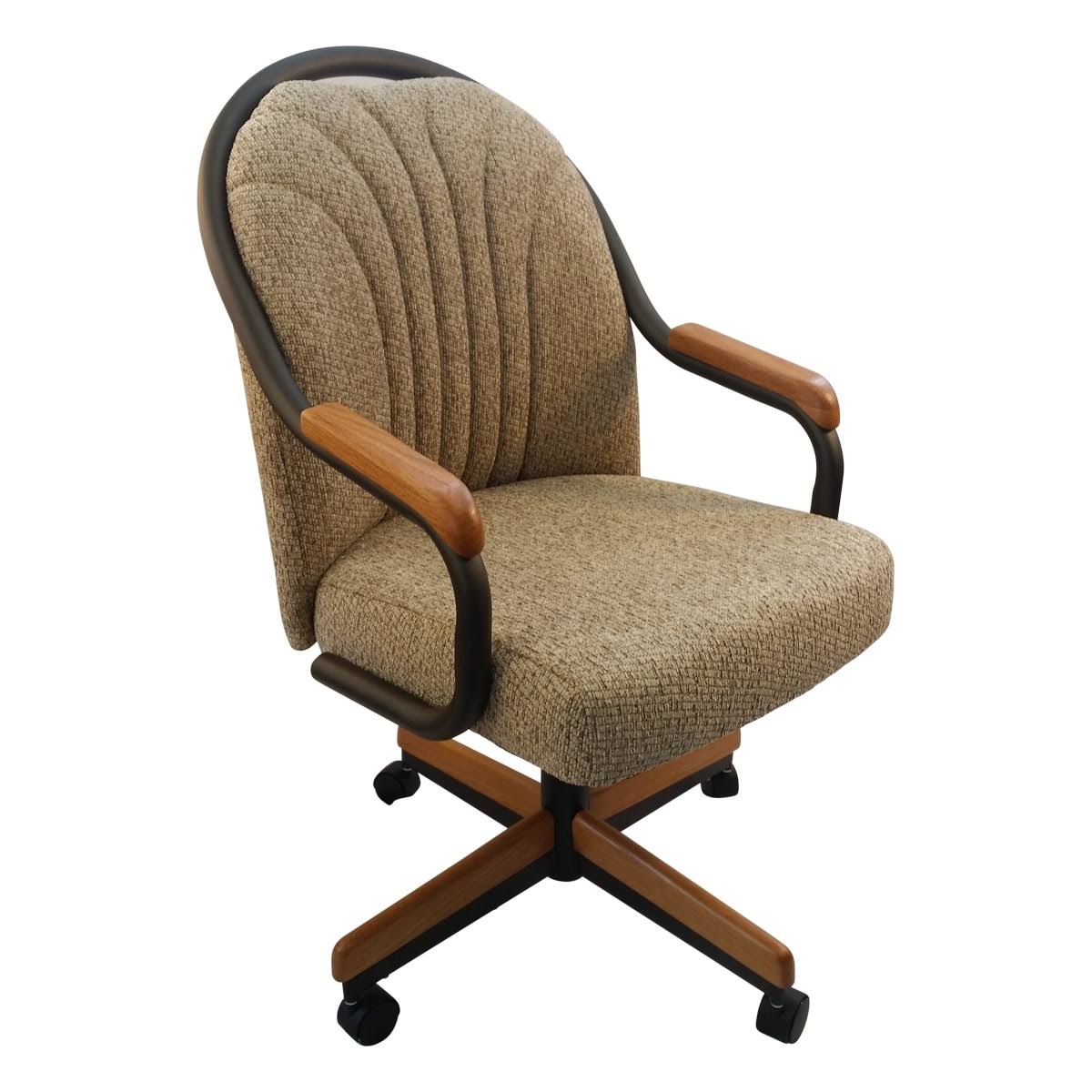 Wheat Tweed Fabric Swivel Tilt Caster Arm Chair U455