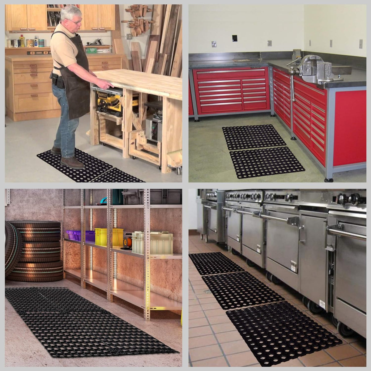 Interlocking Rubber Drainage Floor Mat 24 x 16 inches 12 Mats C9277