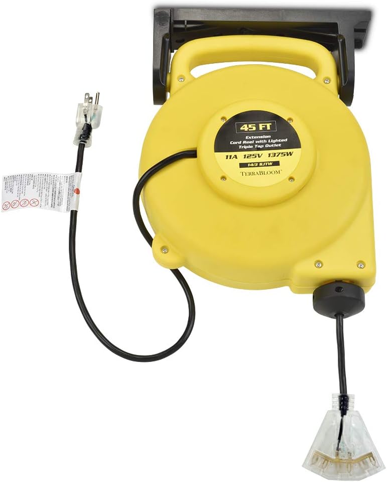 40 Ft 12/3 Retractable Extension Cord Reel with 3 Outlets Z143390