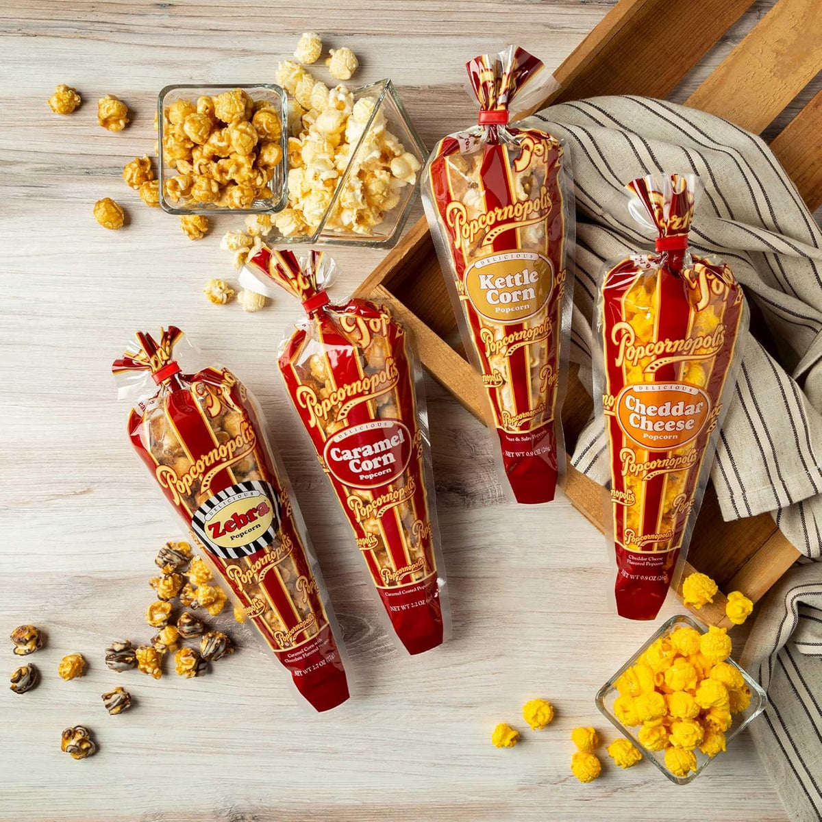 12 Cone Variety Gourmet Popcorn Snack Packs D2100