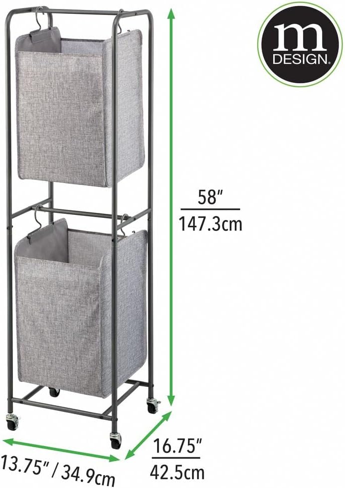 Dark Gray Laundry Hamper with Wheels H45592