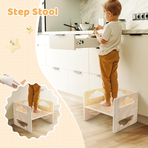Wooden Toddler Table and Chair Set with Blackboard, 3 Heights Adjustable C351485
