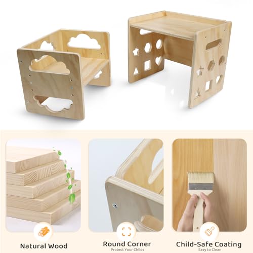 Wooden Toddler Table and Chair Set with Blackboard, 3 Heights Adjustable C351485