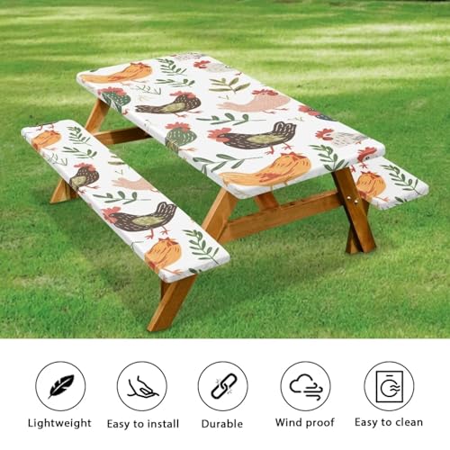 Fitted Rectangle Picnic Table Cover with Bench Covers H827