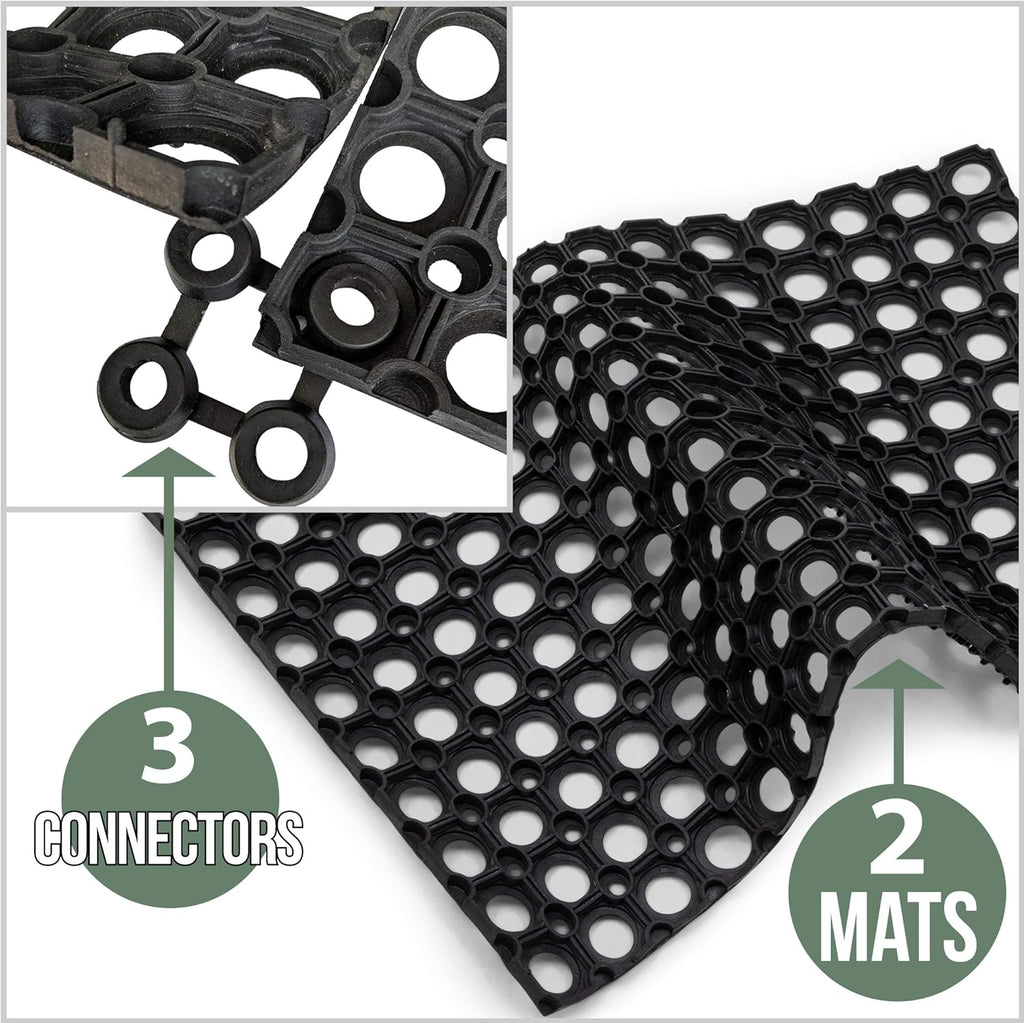 Interlocking Rubber Drainage Floor Mat 24 x 16 inches 12 Mats C9277