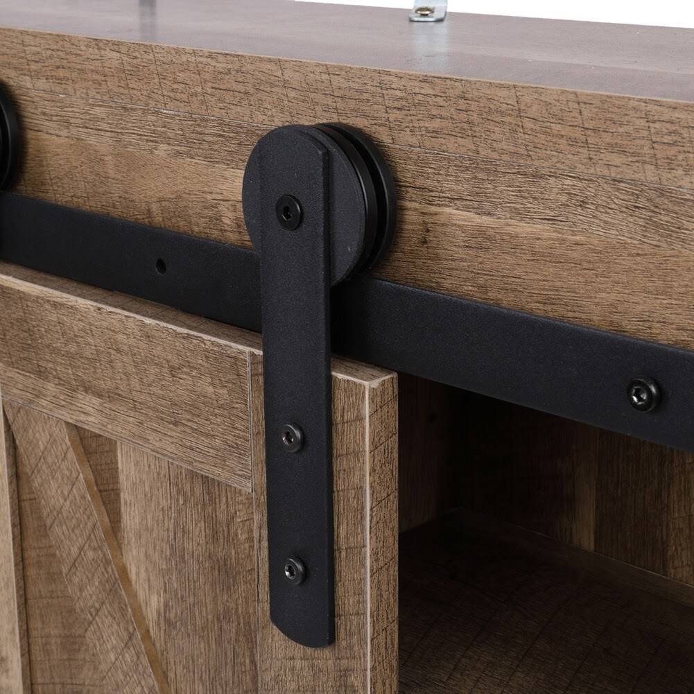 Grey Sliding Barn Door Cabinet TV Stand J752678
