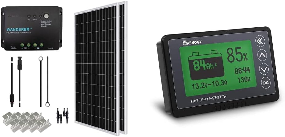 200 Watt 12 Volt Monocrystalline Solar Panel Starter Kit with 2 Pcs 100W Panel and 30A PWM Charge Controller D325