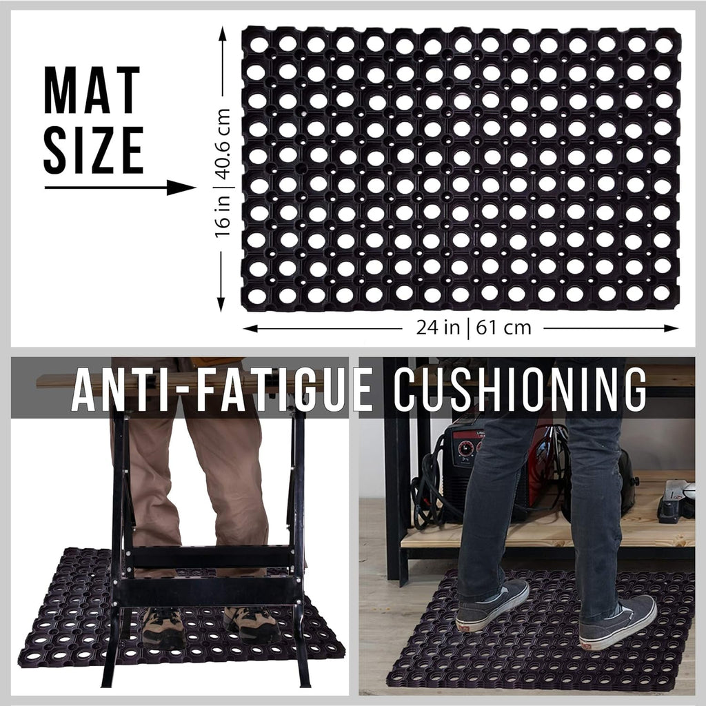 Interlocking Rubber Drainage Floor Mat 24 x 16 inches 12 Mats C9277