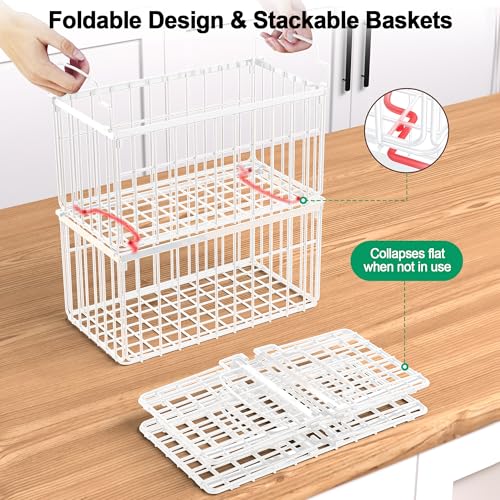 4 Pack Stackable Black Freezer Organizer Bins with Handles I871