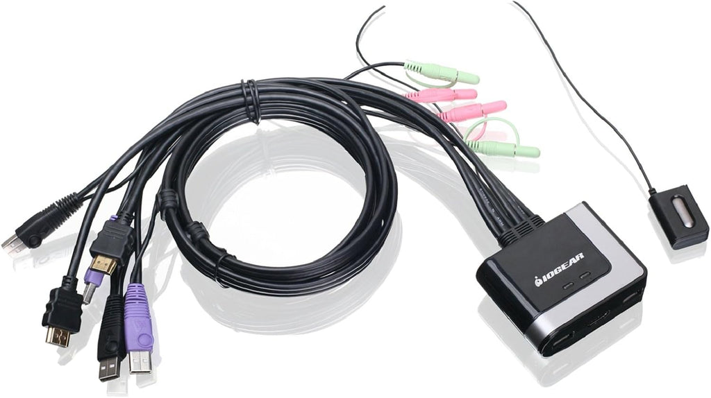 2-Port HDMI Cable KVM Switch with Cables and Audio, Black T8373