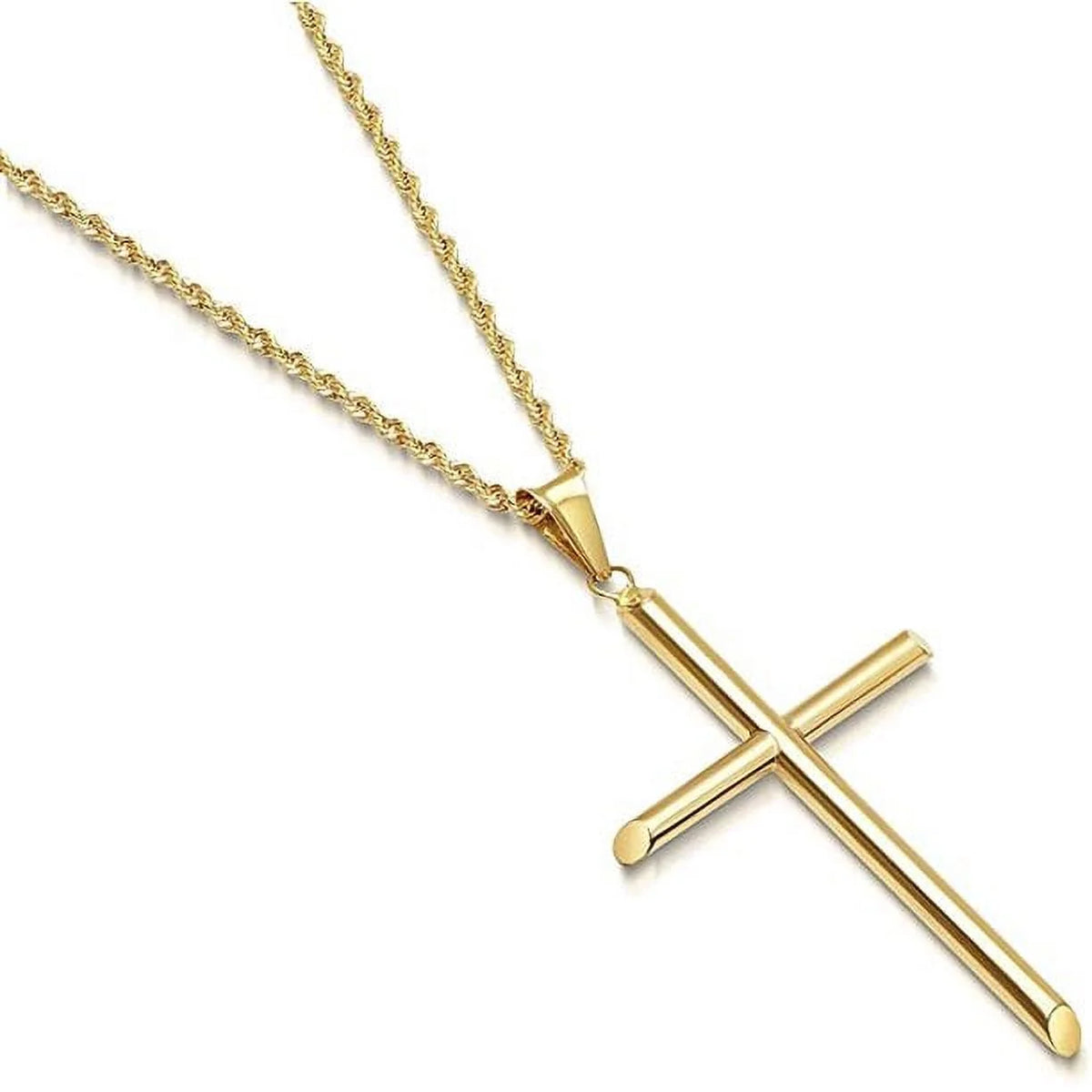 24K Gold Cross Chain Pendant Necklace W75131