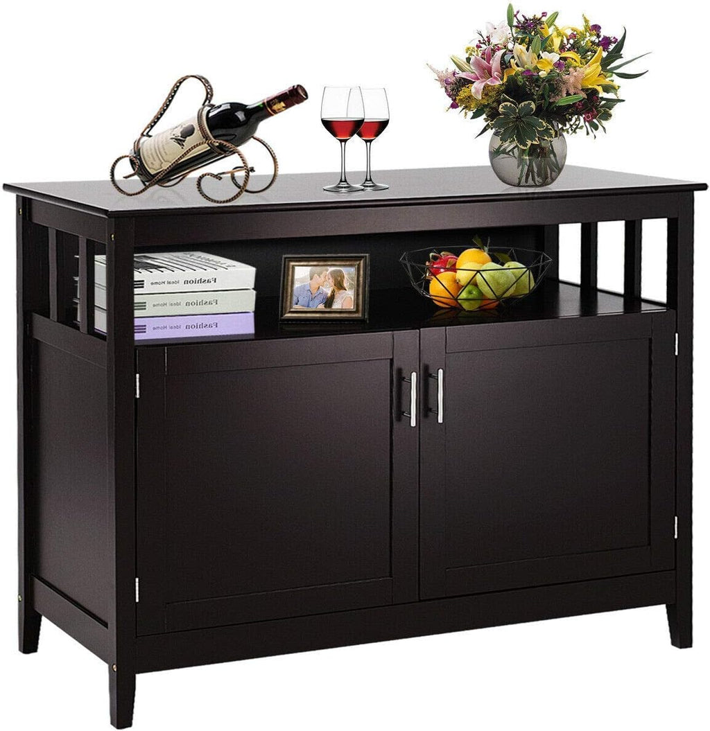 White Free Standing Sideboard Cabinet with 2 Level Cabinets and Open Shelf O14800