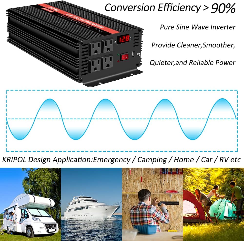 1500 Watt Pure Sine Wave Inverter 12V DC to 110v/120v AC U355