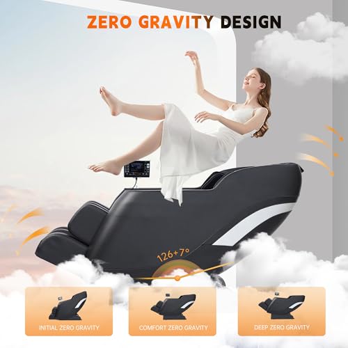 Black Full Body Massage Chair with Zero Gravity, Airbags, Rollers, Bluetooth, Heater H929