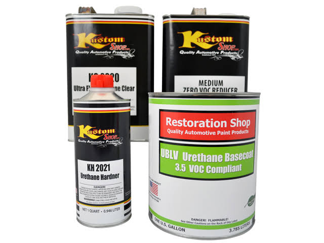 Yellow Low VOC Urethane Basecoat Clearcoat Auto Paint Medium Gallon Kit Y319