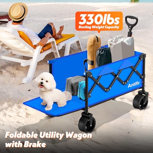 Blue Heavy Duty Collapsible Folding Wagon Cart with All-Terrain Big Wheels X6798