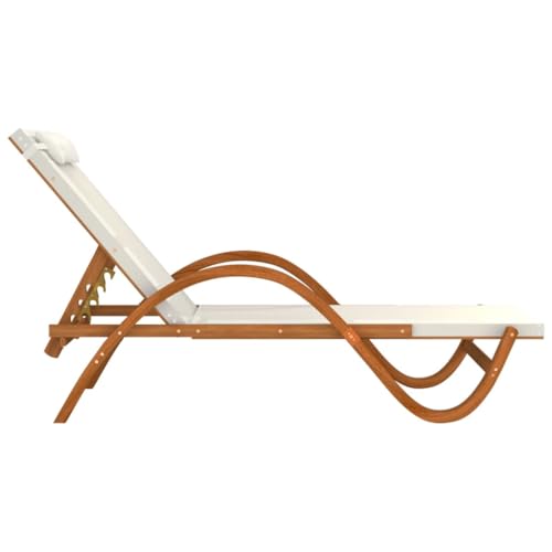 White Textilene and Solid Wood Poplar Sun Lounger I216062