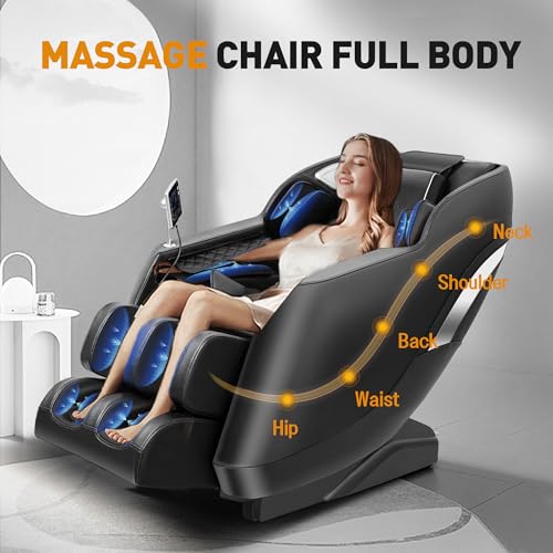 Black Full Body Massage Chair with Zero Gravity, Airbags, Rollers, Bluetooth, Heater H929