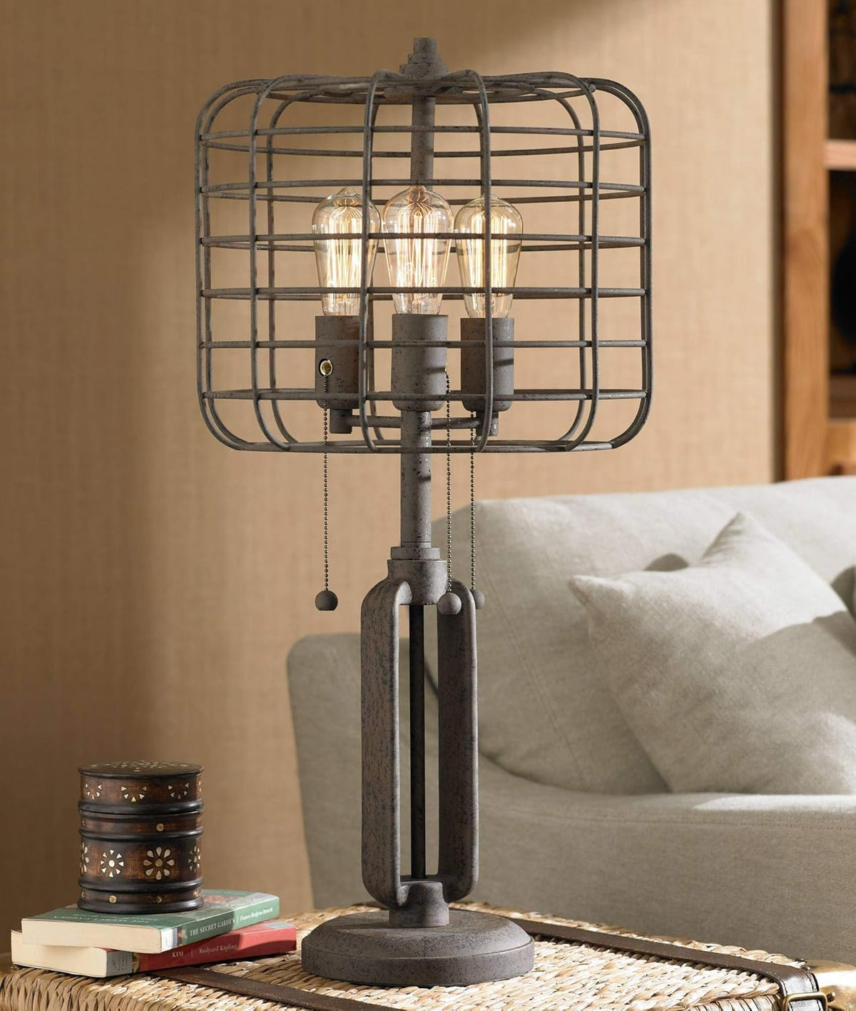 Industrial LED Dimmable Table Lamp Rust Metal F816