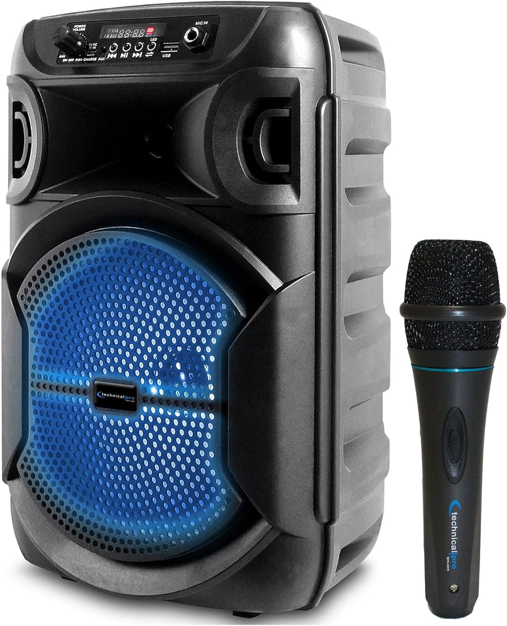 8 Inch Portable Bluetooth Speaker with Woofer & Tweeter and Wired Microphone Pack of 2 O68472