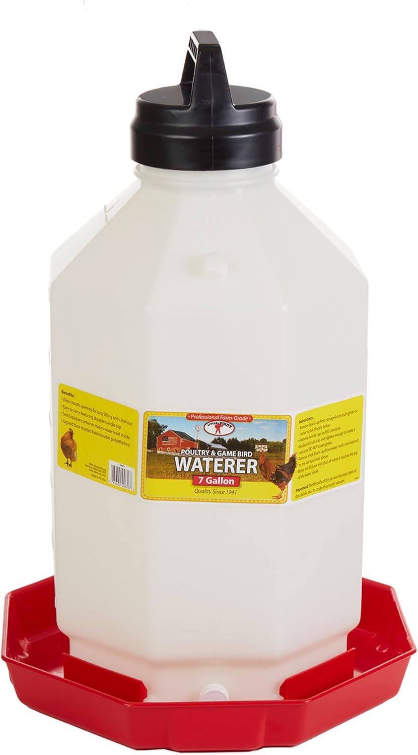 Red 7 Gallon Hanging Automatic Poultry Waterer F46257