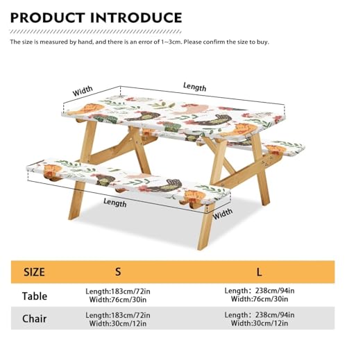 Fitted Rectangle Picnic Table Cover with Bench Covers H827