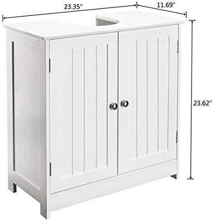 Bathroom Floor Storage Cabinet with Shelf and Double Doors Z626