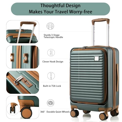 Black 20-Inch Hardside Carry On Luggage with Spinner Wheels TSA Lock T4992