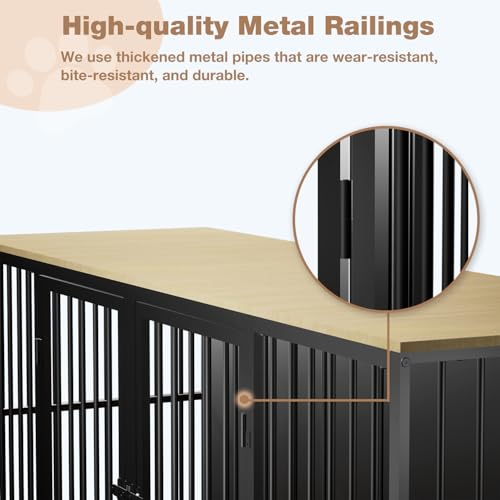 71.6'' Metal Steel Frame Double Dog Kennel with 2 Rooms and Removable Divider Black M212
