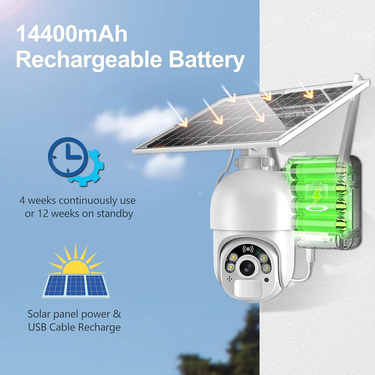 Wireless Solar Security Camera with 1080P Night Vision H625