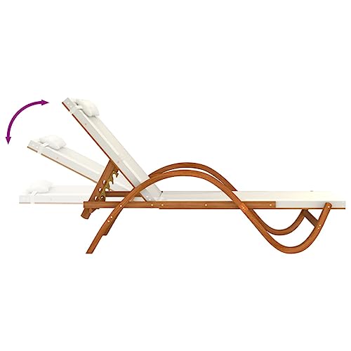 White Textilene and Solid Wood Poplar Sun Lounger I216062