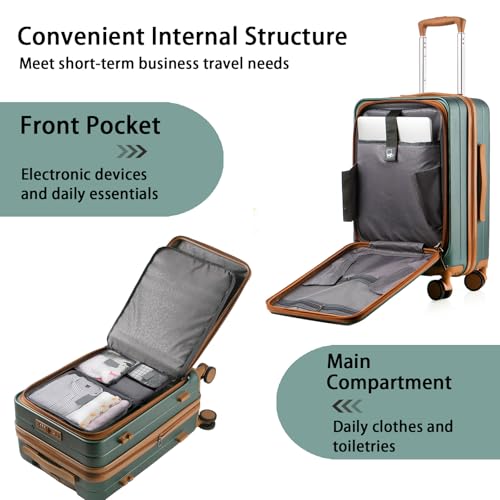 Black 20-Inch Hardside Carry On Luggage with Spinner Wheels TSA Lock T4992