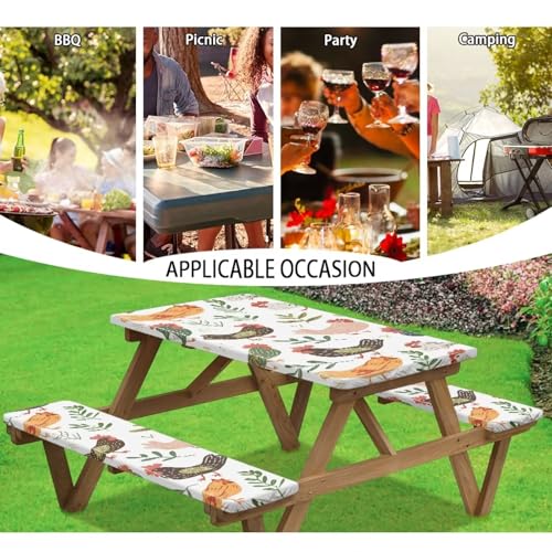 Fitted Rectangle Picnic Table Cover with Bench Covers H827