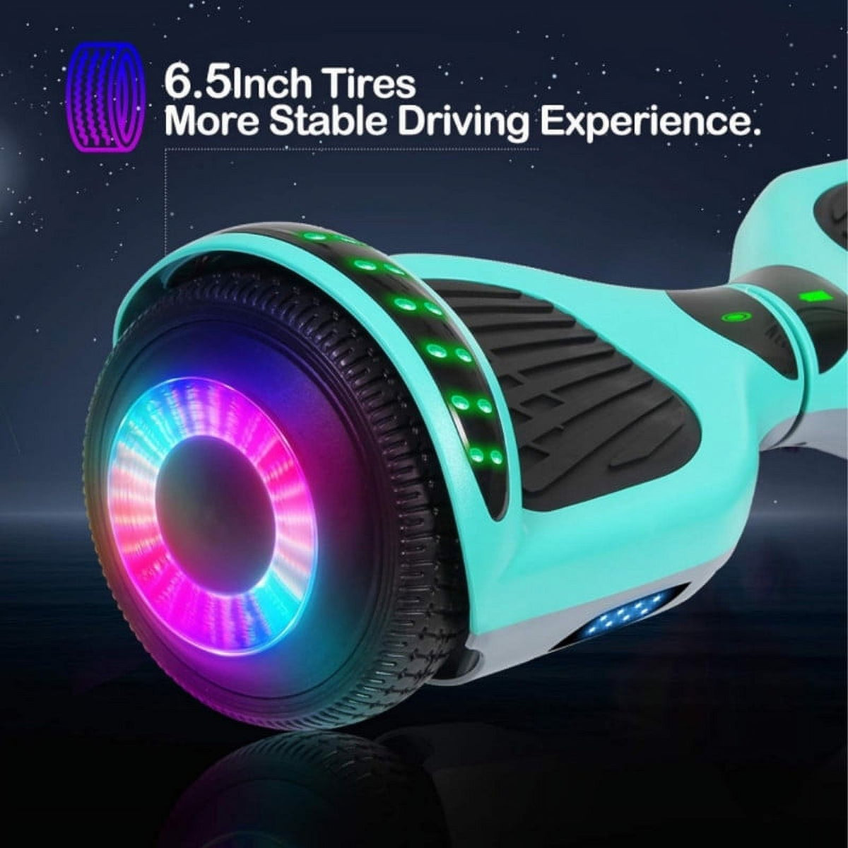 6.5 inch Off-Road All Terrain Hoverboard with LED Flash Wheels, Green Gray D9044