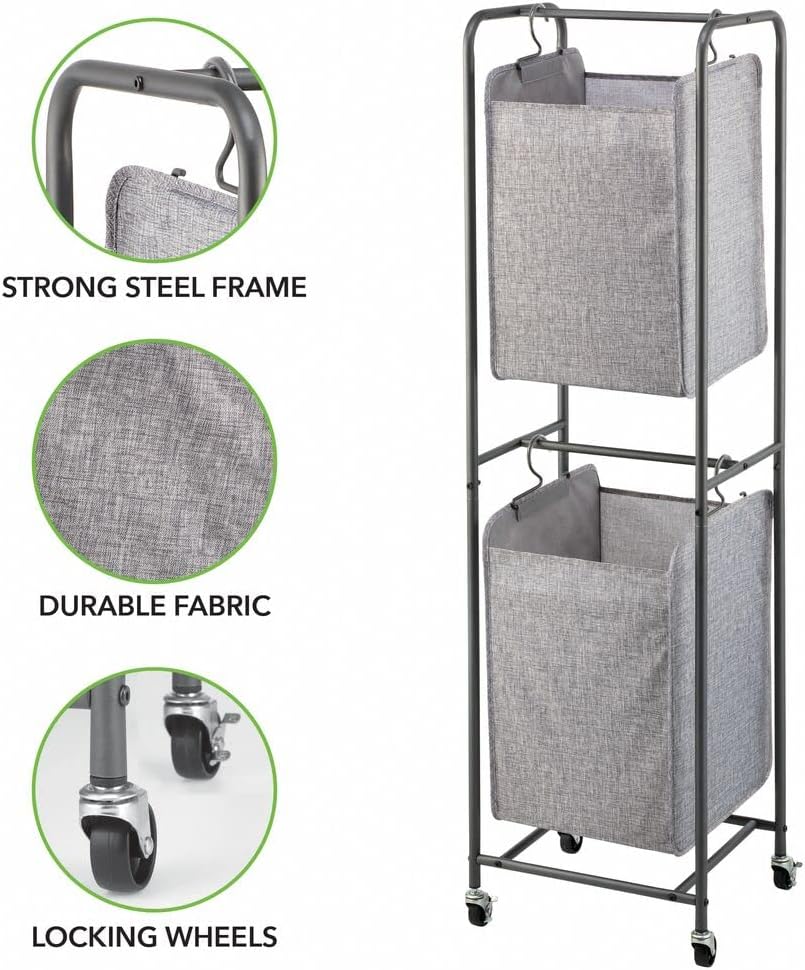 Dark Gray Laundry Hamper with Wheels H45592