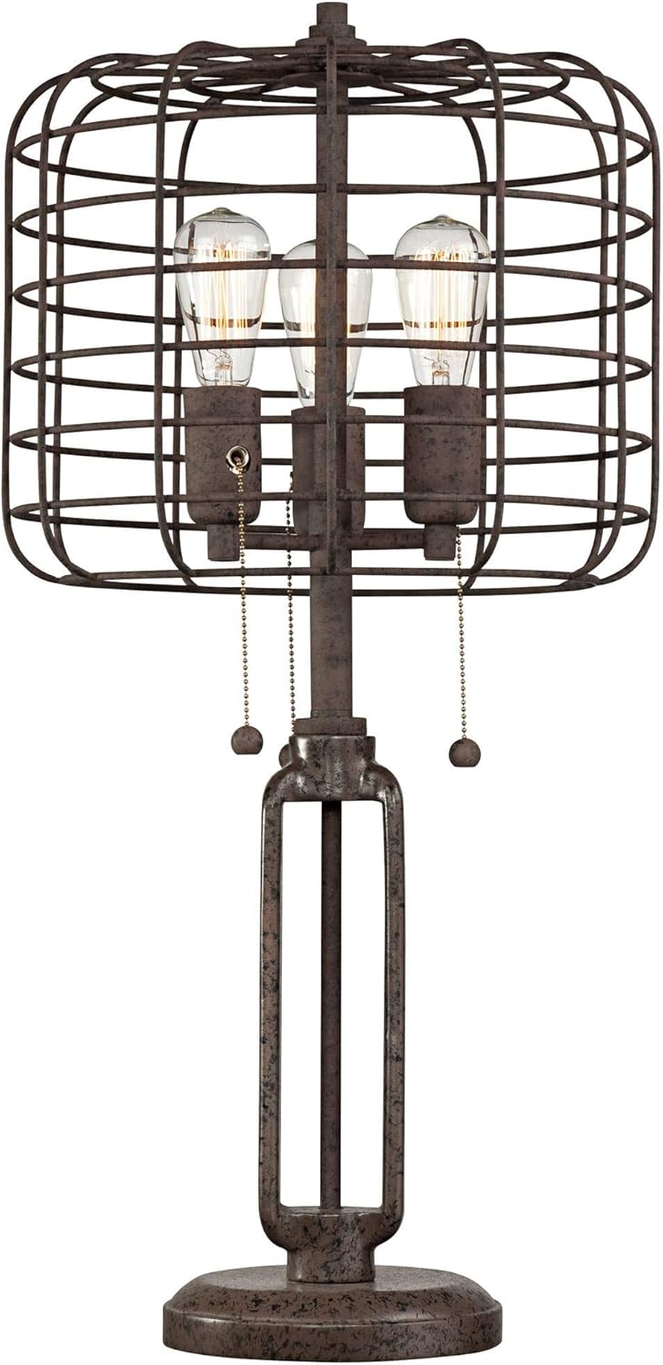 Industrial LED Dimmable Table Lamp Rust Metal F816