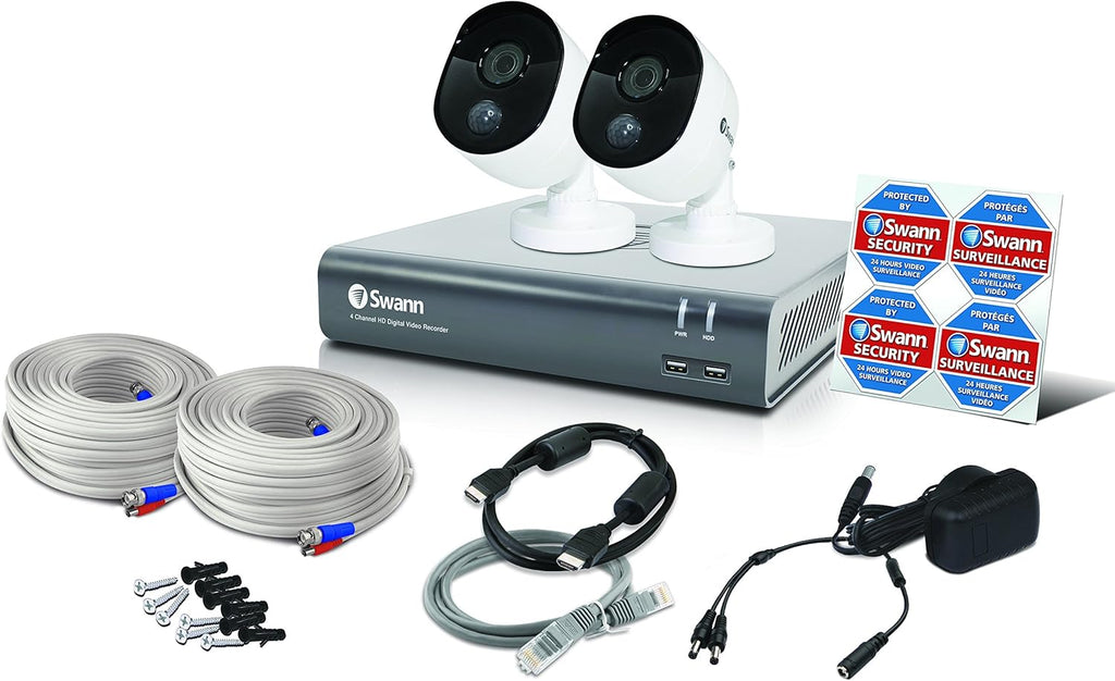 4 Channel 2 Cameras Wired 1080p HD DVR 1TB HDD Security Camera System X312584