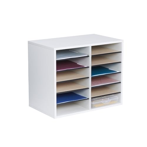 Wooden Paper and Mail Organizer with Adjustable Shelves D833