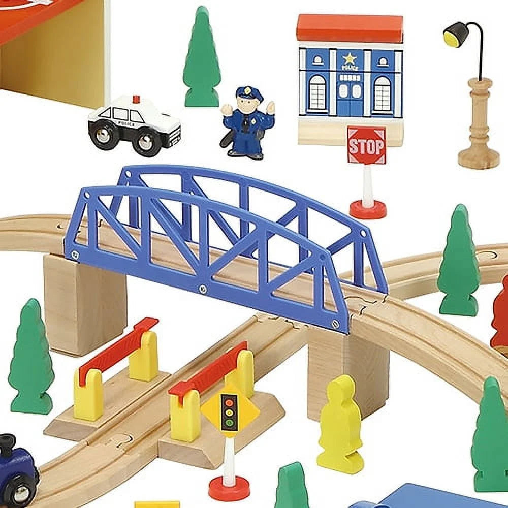 100 Piece Wooden Train Set with Hard Wood Track N8315