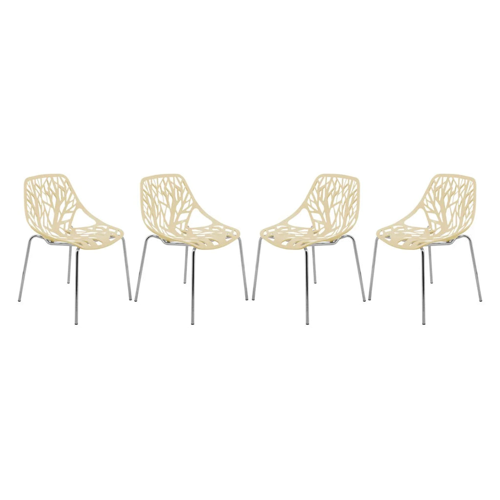 Cream Dining Chair with Chromed Legs Set of 4 A5955