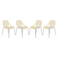 Cream Dining Chair with Chromed Legs Set of 4 A5955