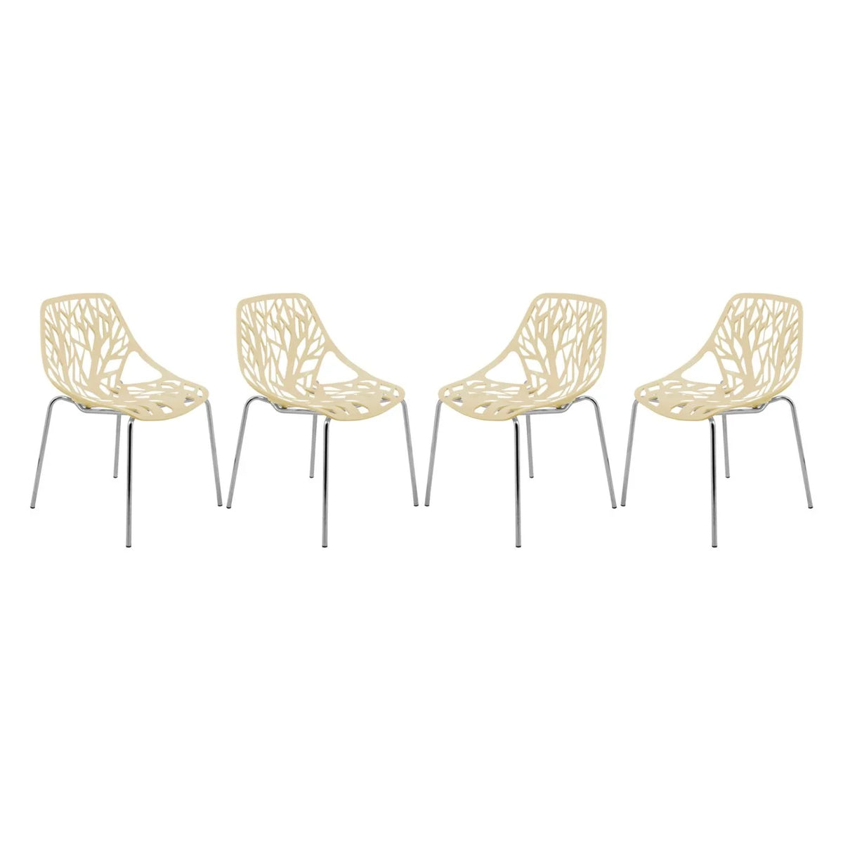 Cream Dining Chair with Chromed Legs Set of 4 A5955