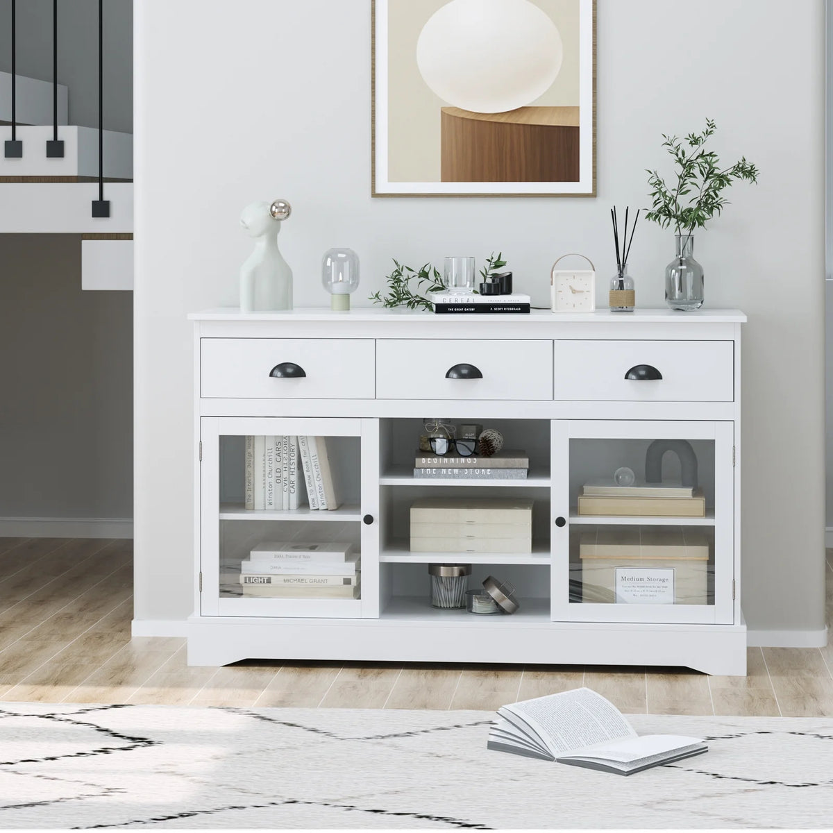 White 3 Drawer Sideboard Buffet D470